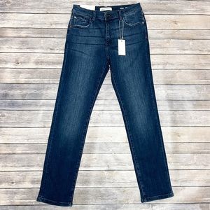 Warp Weft Dark Indigo Amsterdam Slim Straight Girl Adjustable Waist Jeans NWT 14